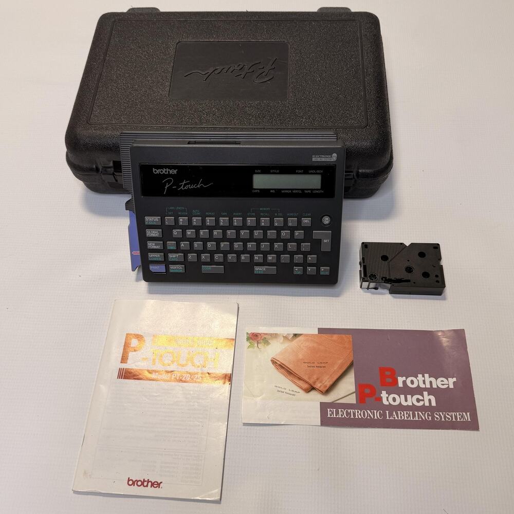 Vintage Brother P-Touch PT-20 Electronic Label Maker Printer Tested Black Japan